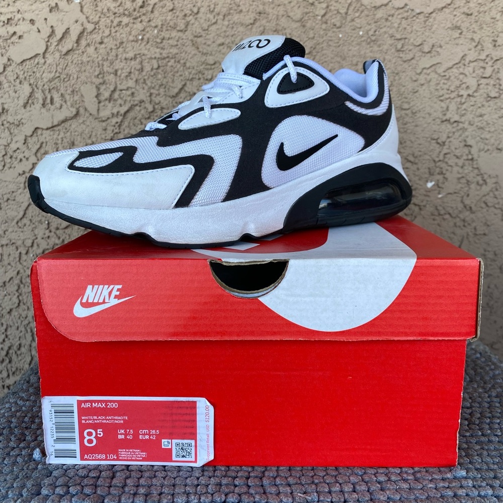Box Included - *NEW* - Air Max 200 - White n Black - 8.5 - Worn 1 or 2 Times -